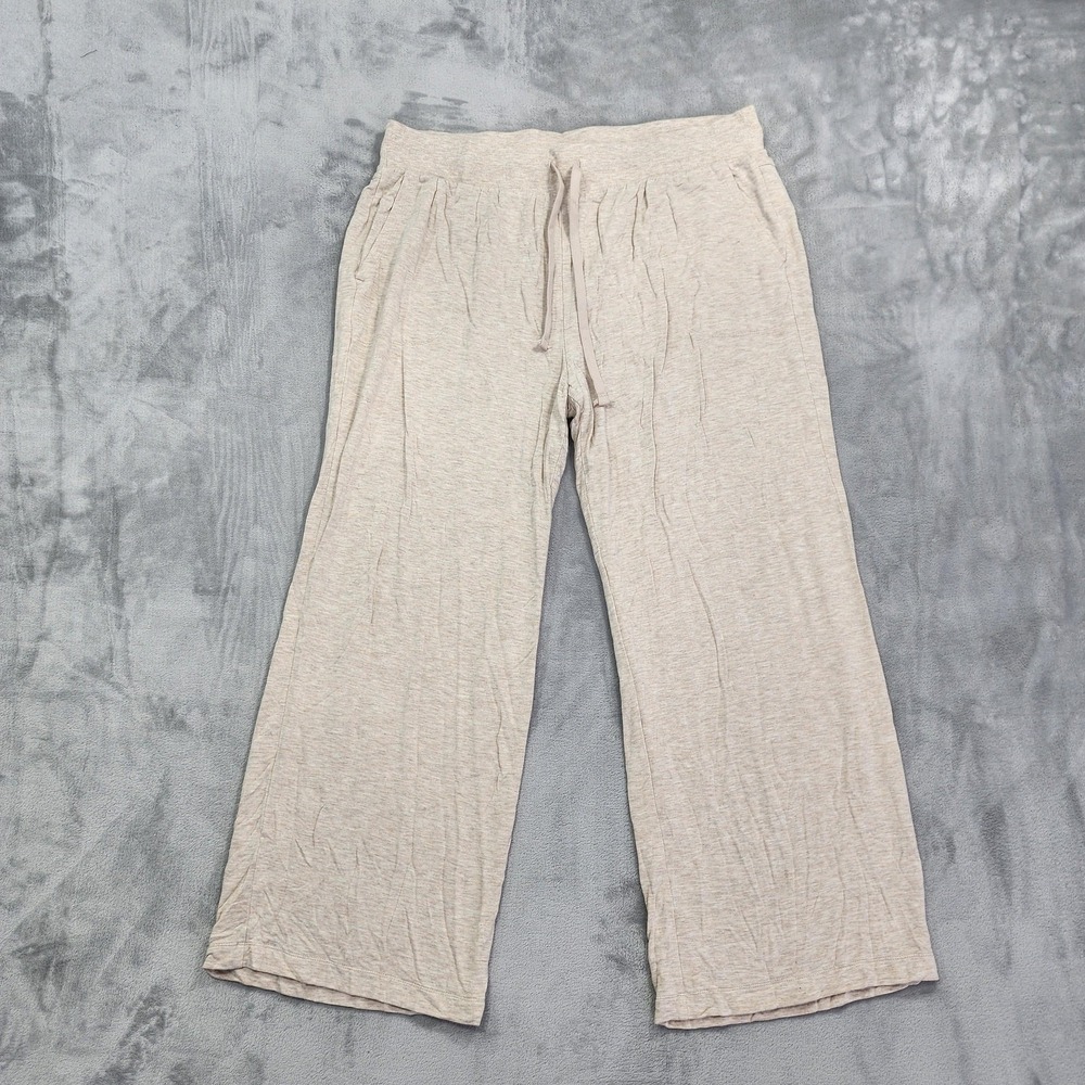 Terra & Sky Pants Womens 1X Beige Pull On Wide Leg Sweatpants‎ Stretch Lounge